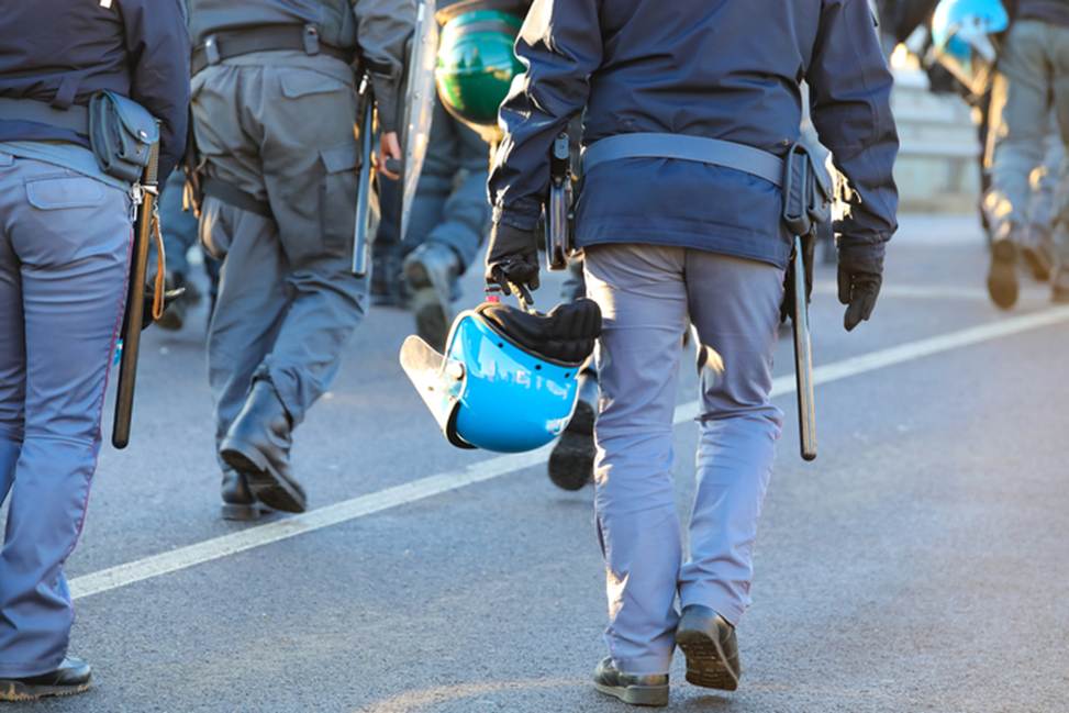 a group of police officers walking
